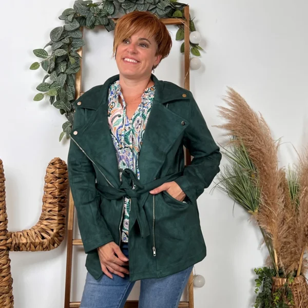 I948- Veste Suédine (T36-T40) - vert-sapin - 40