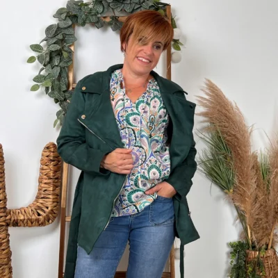 I948- Veste Suédine (T36-T40) - vert-sapin - 40