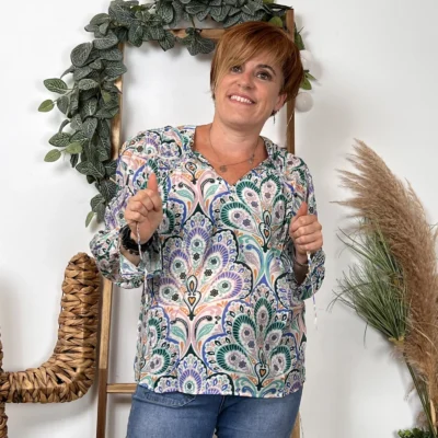 K079- Blouse Fluide "So Sweet" (T36-T40) - vert-celadon - 40