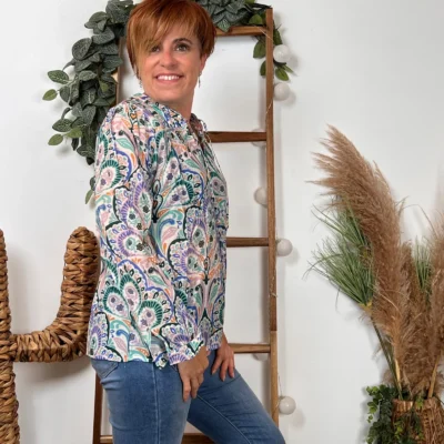 K079- Blouse Fluide "So Sweet" (T36-T40) - vert-celadon - 40