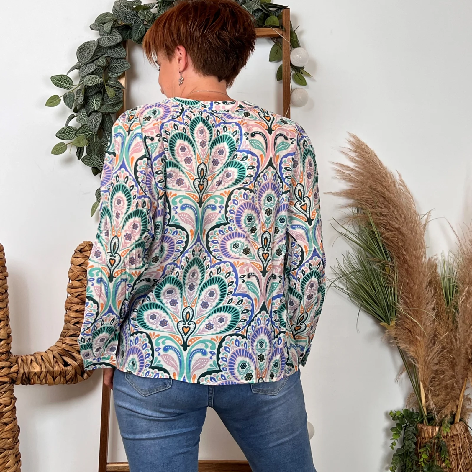 K079- Blouse Fluide "So Sweet" (T36-T40) - vert-celadon - 40