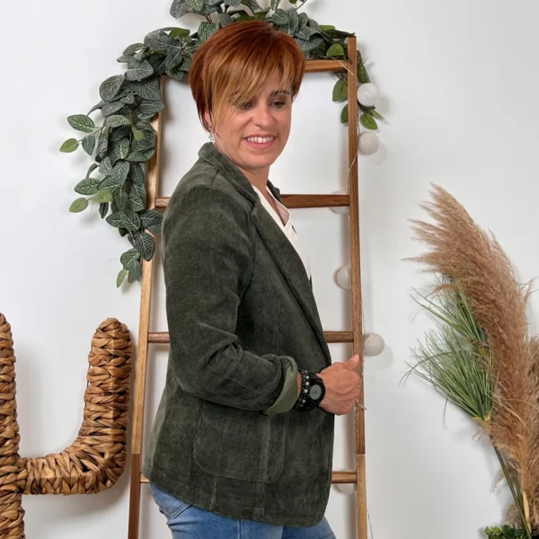 K035- Blazer velours (T36-T44) 🇮🇹 - kaki - 44