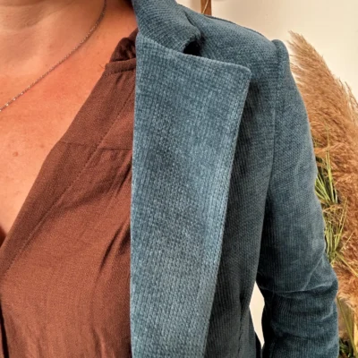 K035- Blazer velours (T36-T44) 🇮🇹 - bleu-canard - 44