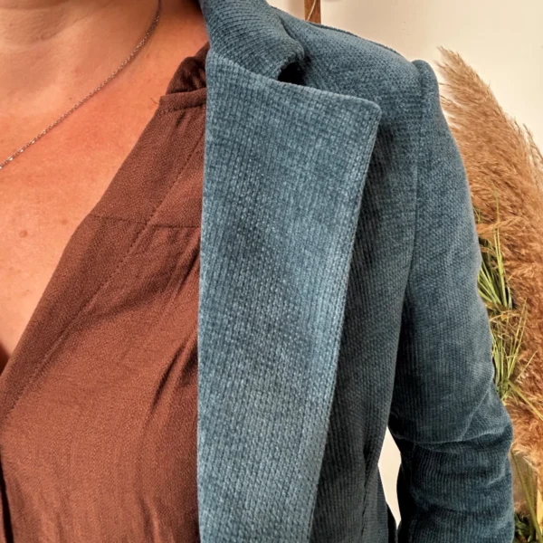 K035- Blazer velours (T36-T44) 🇮🇹 - bleu-canard - 44