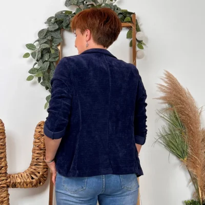 K035- Blazer velours (T36-T44) 🇮🇹 - marine - 44