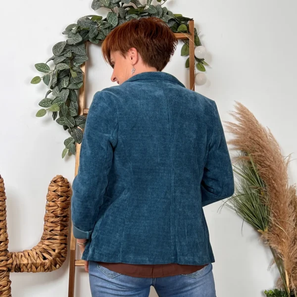 K035- Blazer velours (T36-T44) 🇮🇹 - bleu-canard - 44