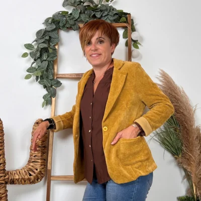 K035- Blazer velours (T36-T44) 🇮🇹 - moutarde - 44