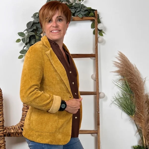 K035- Blazer velours (T36-T44) 🇮🇹 - moutarde - 44