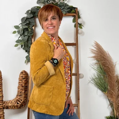 K035- Blazer velours (T36-T44) 🇮🇹 - moutarde - 44