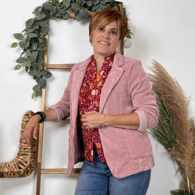 K035- Blazer velours (T36-T44) 🇮🇹 - vieux-rose - 44