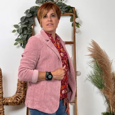 K035- Blazer velours (T36-T44) 🇮🇹 - vieux-rose - 44