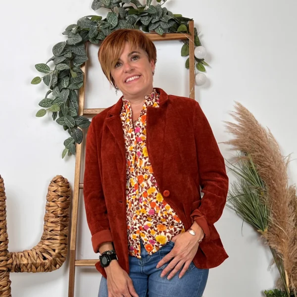 K035- Blazer velours (T36-T44) 🇮🇹 - rouille - 44