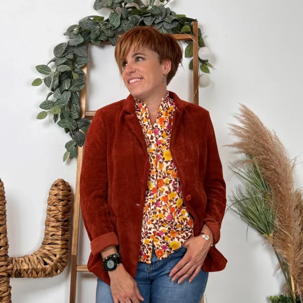 K035- Blazer velours (T36-T44) 🇮🇹 - rouille - 44