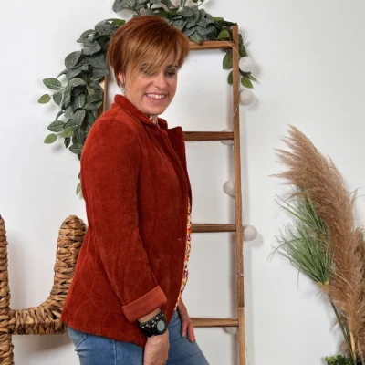 K035- Blazer velours (T36-T44) 🇮🇹 - rouille - 44