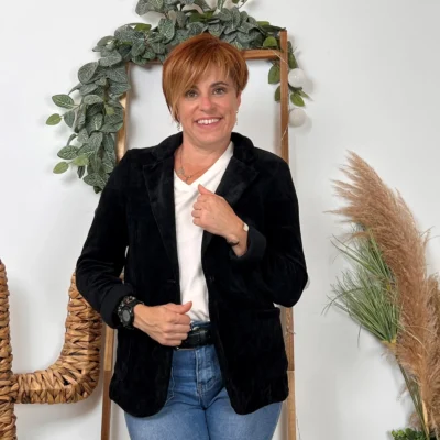 K035- Blazer velours (T36-T44) 🇮🇹 - noir - 44