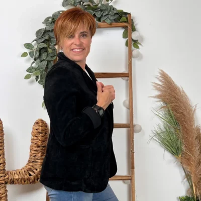 K035- Blazer velours (T36-T44) 🇮🇹 - noir - 44