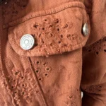Veste courte femme en coton brodé « Tendance » - rouille-brick - 42