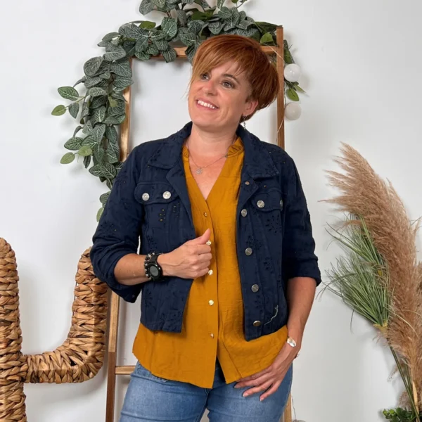 K081 - Veste coton brodée (T36-T42) - marine - 42