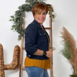 Veste courte femme en coton brodé « Tendance » - marine - 42