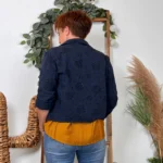 Veste courte femme en coton brodé « Tendance » - marine - 42