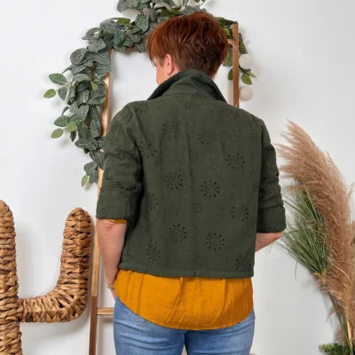 K081 - Veste coton brodée (T36-T42) - kaki - 42