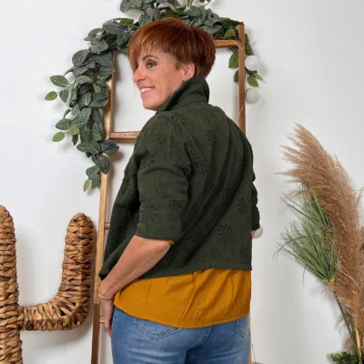 K081 - Veste coton brodée (T36-T42) - kaki - 42