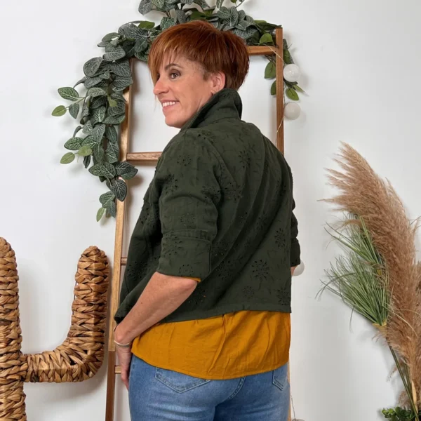 K081 - Veste coton brodée (T36-T42) - kaki - 42