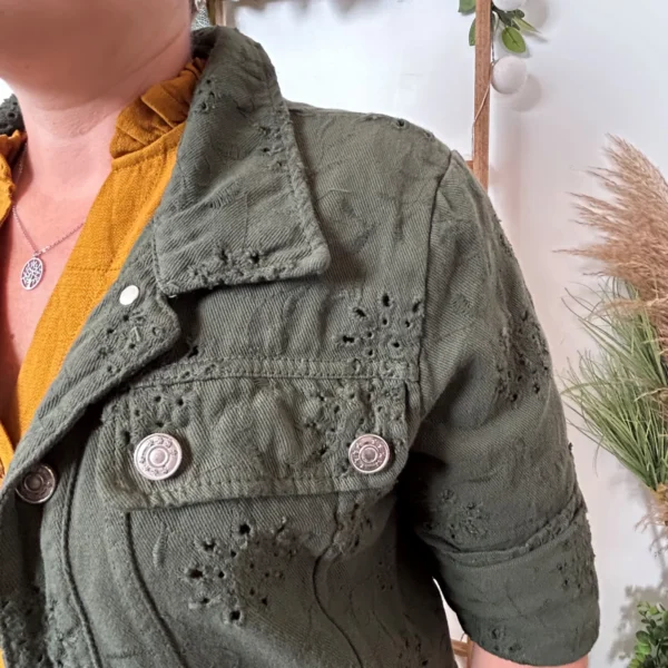 K081 - Veste coton brodée (T36-T42) - kaki - 42