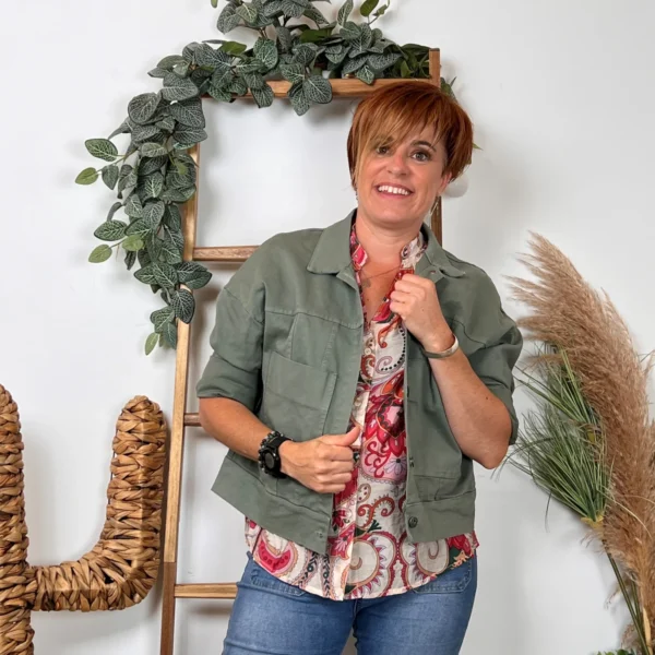 K076- Veste "Lacomy" Coton (Tu) 🇮🇹 - kaki - taille-unique