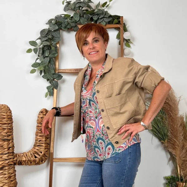 K076- Veste "Lacomy" Coton (Tu) 🇮🇹 - camel - taille-unique