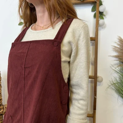 I870- Robe chasuble velours "Season" (T36-T40) - bordeaux - 40