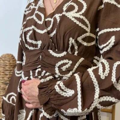 K096- Robe uni plumetis (T36-T38) - marron - 38