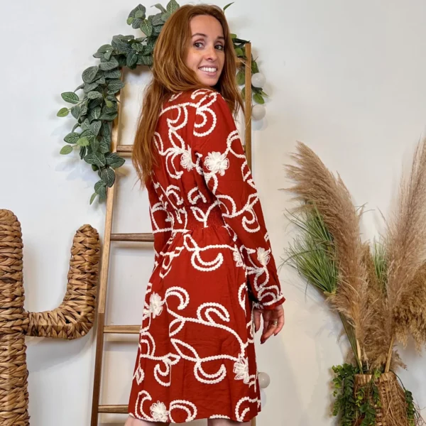 K096- Robe uni plumetis (T36-T38) - rouille - 38