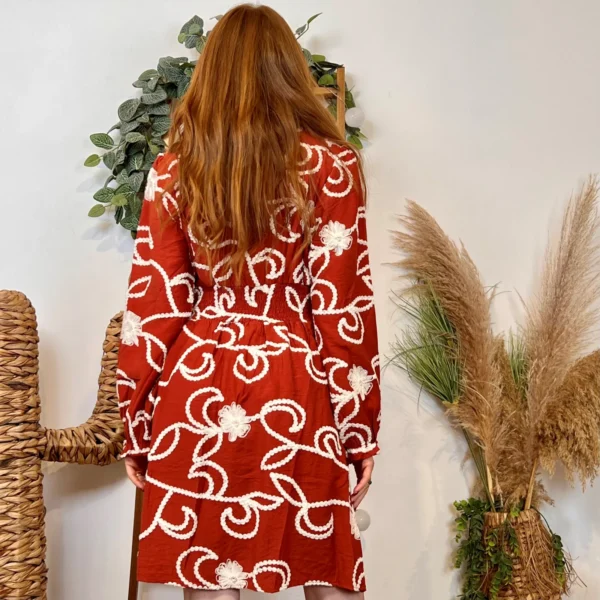 K096- Robe uni plumetis (T36-T38) - rouille - 38