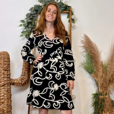 K096- Robe uni plumetis (T36-T38) - noir - 38