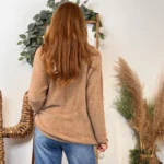 Pull court femme matière doudou col bateau « Tendance » - camel - taille-unique