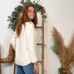 Pull court femme matière doudou col bateau « Tendance » - vert-bresil - taille-unique