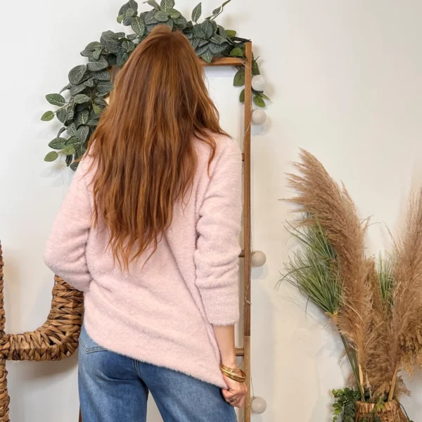 K121- Pull « Pilou Pilou » (Tu) 🇮🇹 - rose-pale - taille-unique