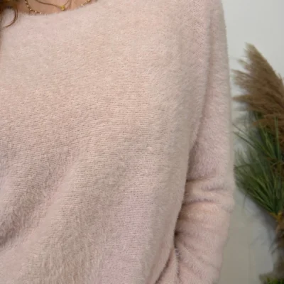 K121- Pull « Pilou Pilou » (Tu) 🇮🇹 - rose-pale - taille-unique