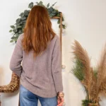 Pull court femme matière doudou col bateau « Tendance » - taupe - taille-unique