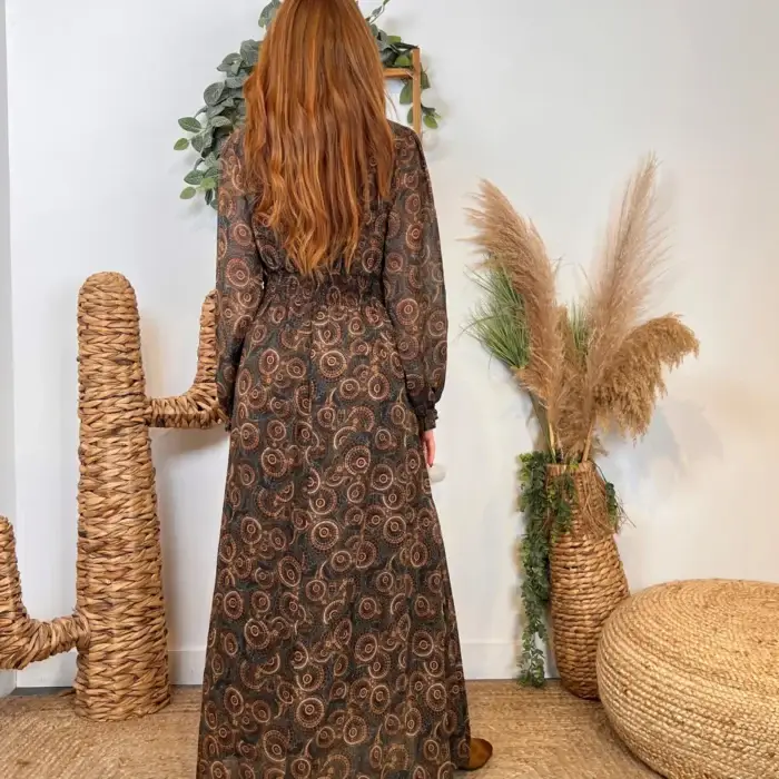 Robe "Maelle" Arabesques (T36-T38) - kaki - 38