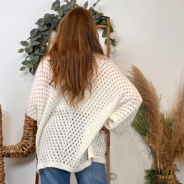 I912 - Pull maille ajourée (TU) - ecru - taille-unique