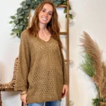 Pull maille ajourée (TU) - camel - taille-unique