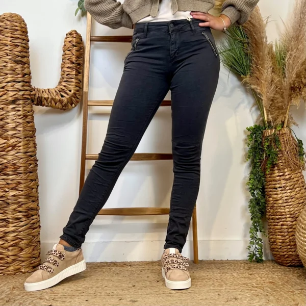 P072- Jean "Poches zippées" Melly&Co (XS-XL) - gris - 42