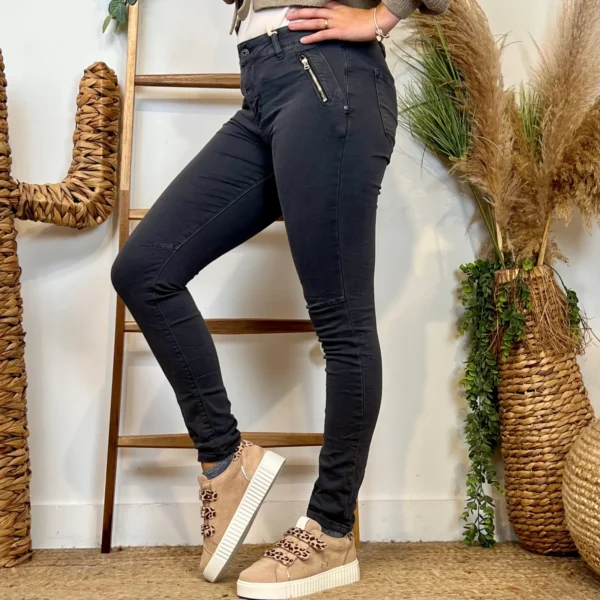 P072- Jean "Poches zippées" Melly&Co (XS-XL) - gris - 42