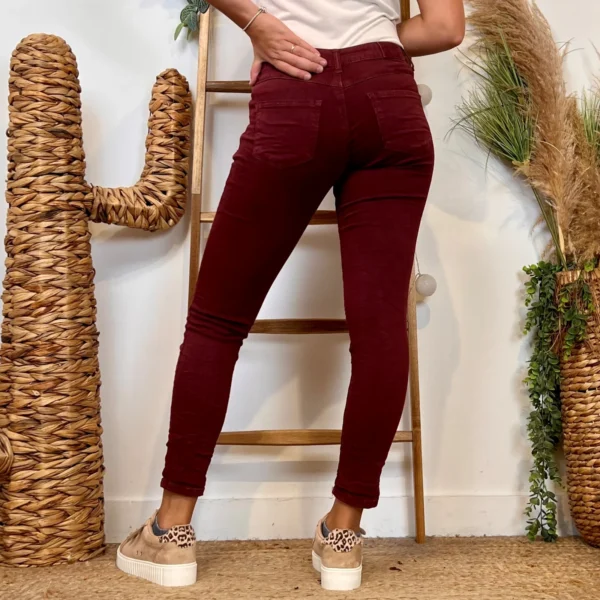 P072- Jean "Poches zippées" Melly&Co (XS-XL) - bordeaux - 42