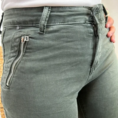 P072- Jean "Poches zippées" Melly&Co (XS-XL) - kaki - 42