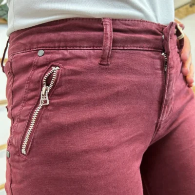 P072- Jean "Poches zippées" Melly&Co (XS-XL) - bordeaux - 42