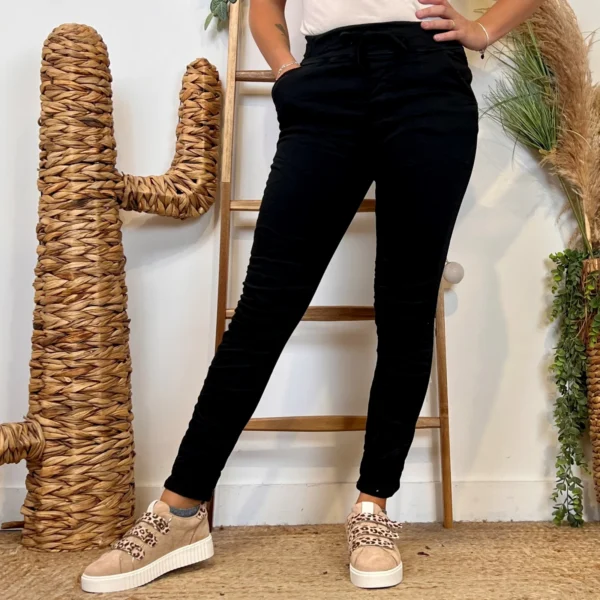 P070- Jean Melly & Co Taille élastiquée (XS-XL) - noir - 42