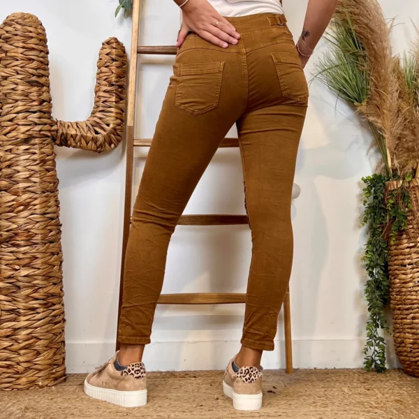 P070- Jean Melly & Co Taille élastiquée (XS-XL) - camel - 42